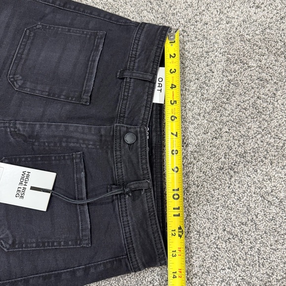 NWT! O.A.T Black Grey Wide Leg High Rise Jeans Raw Hem Pockets Women’s 28 US 6 - Picture 6 of 10